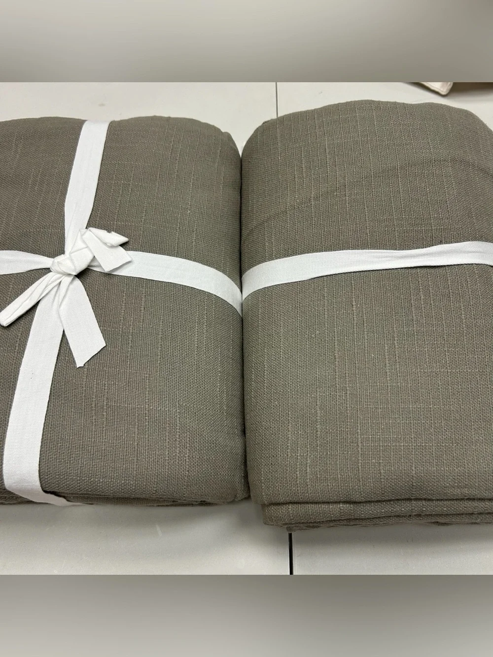 QUINCE Set Of 2 48x96 Cotton Slub Room Darkening Curtains Grey 9707